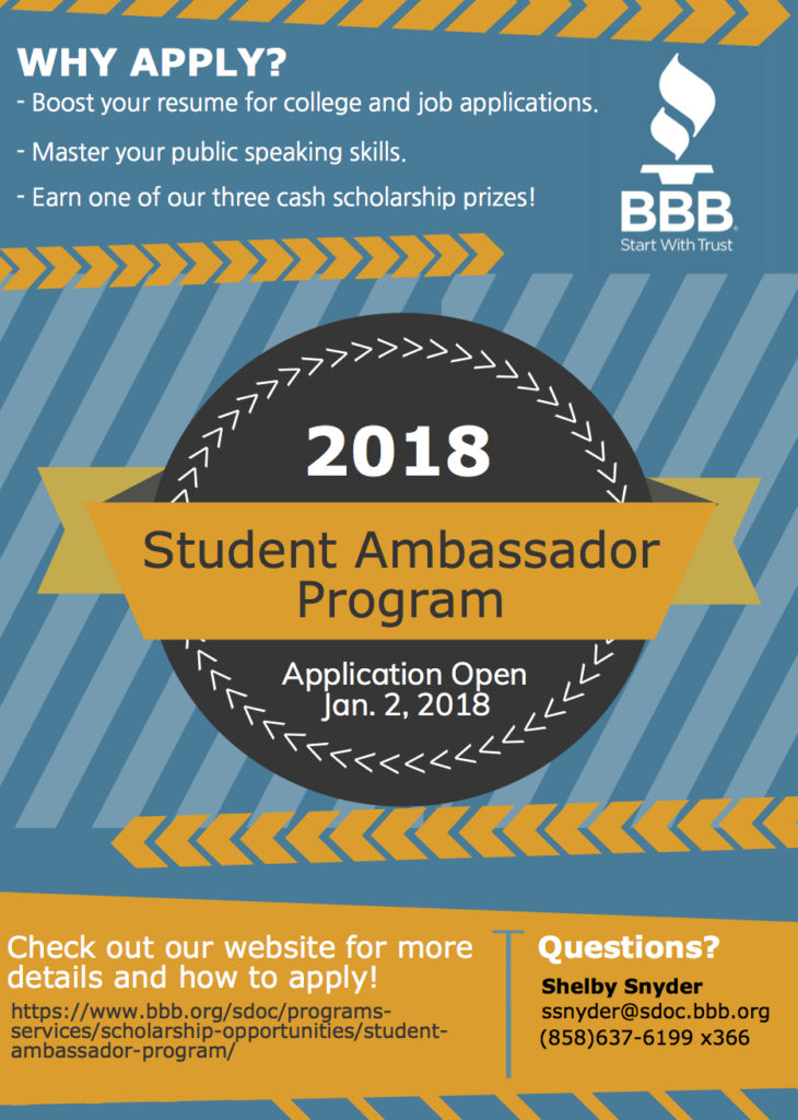 Better Business Bureau Offers Public Speaking Ambassador Scholarship