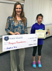 Sophia Scores 1st Place & Wins a Donation for the Penguin Foundation