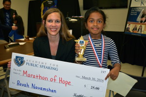 Academy for Public Speaking graduate Revah wins first place and a donation for the Terry Fox Foundation